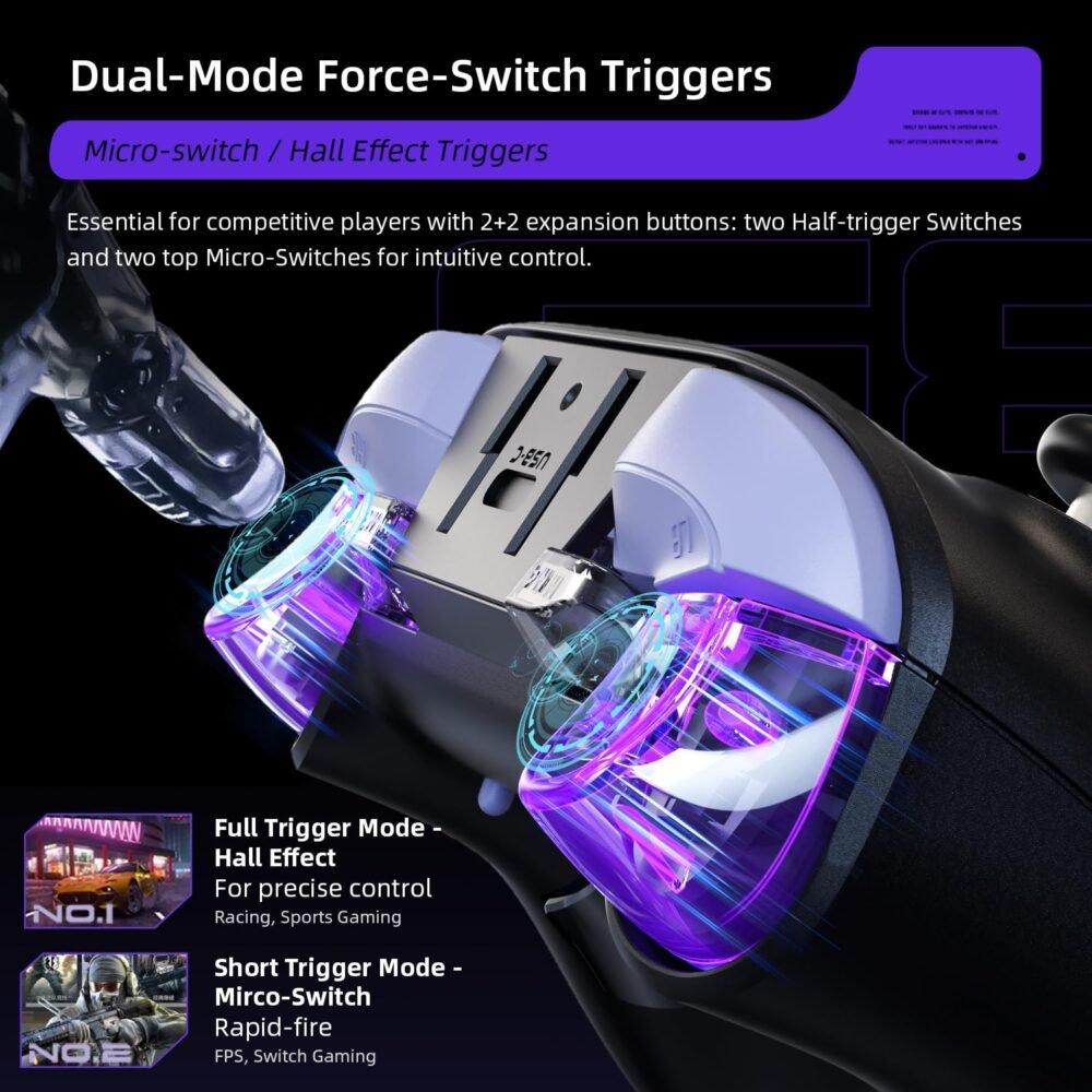 Thunderobot G80 1000HZ Wireless Gaming Controller for NS/PC/iOS/Android with Charging Dock,Hall-effect Adjustable Joystick,Dual-Mode Force-Switch Triggers,Optical Micro Switches,RGB Backlight - Image 6