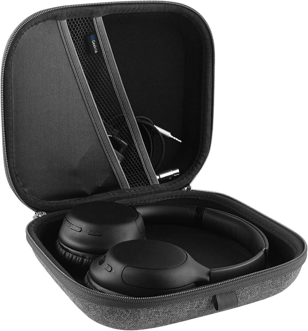 Geekria Shield Headphones Case Compatible with Sony WH-1000XM5, WH-CH720N, WH-CH710N, WH-ULT900N, WH-1000XM4, WH-XB910N, Replacement Hard Shell Travel Carrying Bag with Cable Storage (Grey) - Image 4