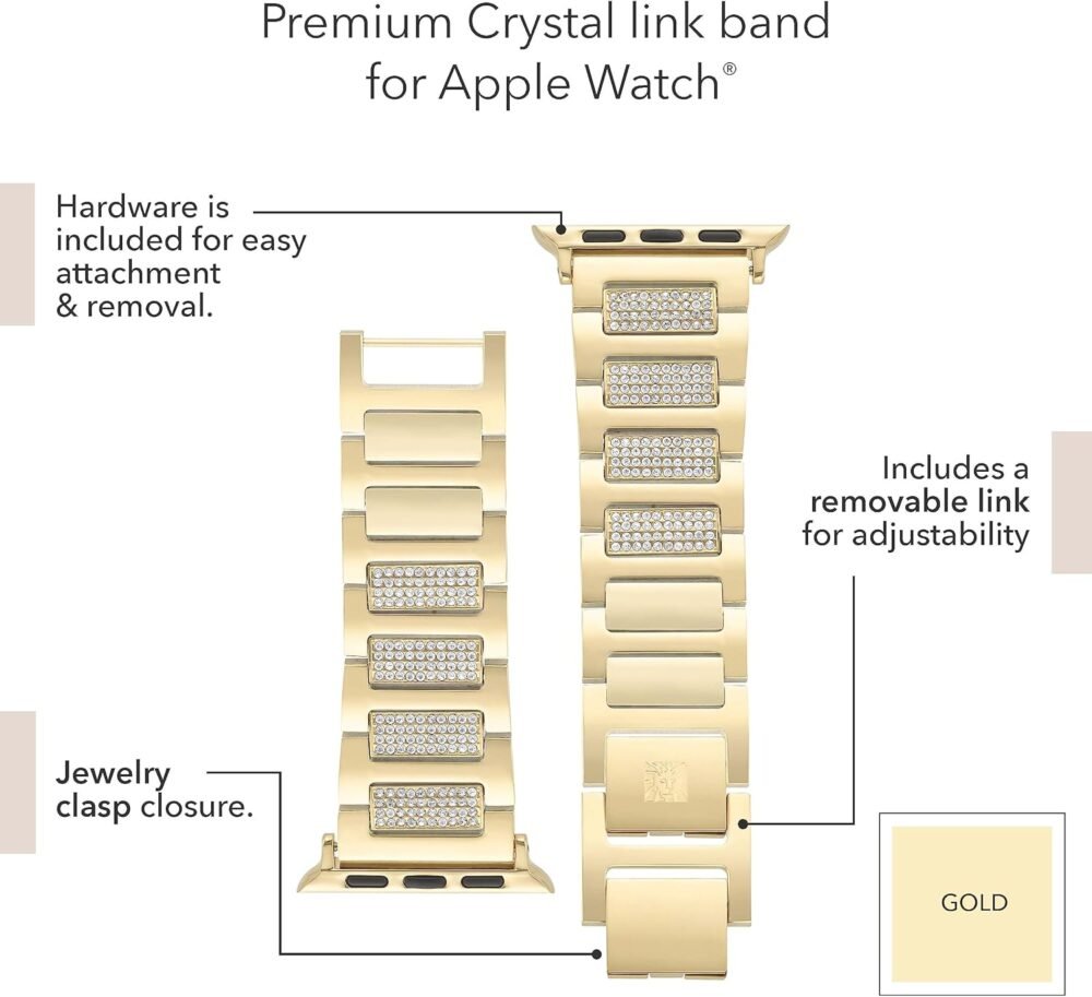 Anne Klein Premium Crystal Accented Fashion Bracelet for Apple Watch, Secure, Adjustable, Apple Watch Band Replacement, Fits Most Wrists - Image 6