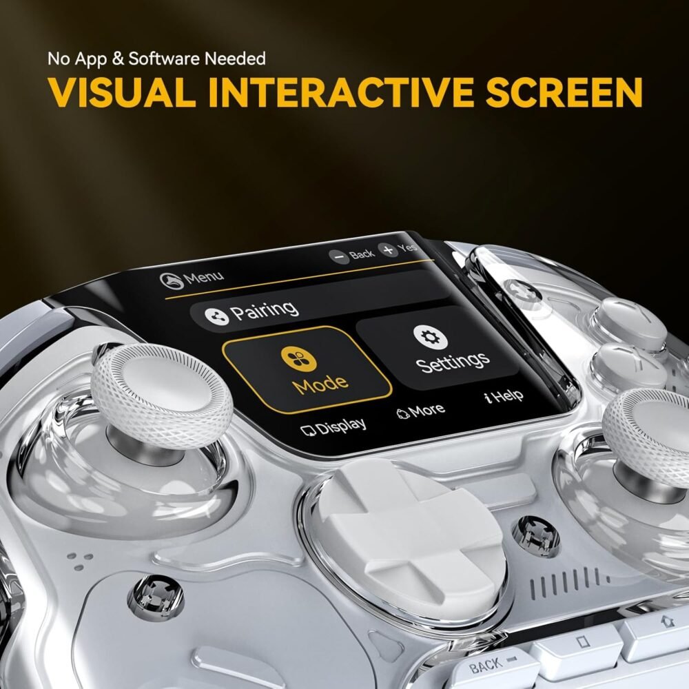 ManbaOne Interactive Screen Wireless Gaming Controller for PC/Switch/iOS/Android,Hall Effect Stick & Trigger,RGB Lighting,Remappable Buttons,1800mAh with Charging Dock (White) - Image 3