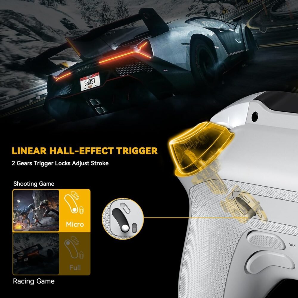 ManbaOne Interactive Screen Wireless Gaming Controller for PC/Switch/iOS/Android,Hall Effect Stick & Trigger,RGB Lighting,Remappable Buttons,1800mAh with Charging Dock (White) - Image 5
