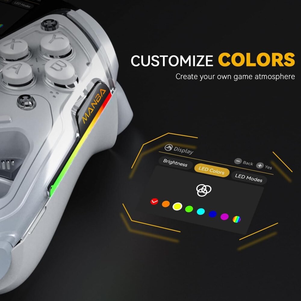 ManbaOne Interactive Screen Wireless Gaming Controller for PC/Switch/iOS/Android,Hall Effect Stick & Trigger,RGB Lighting,Remappable Buttons,1800mAh with Charging Dock (White) - Image 7