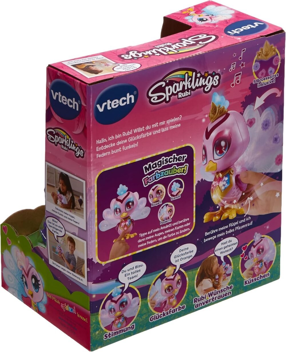 Vtech 80-532104 Sparklings Rubi the Peacock Electronic Pet with Accessories - Image 8