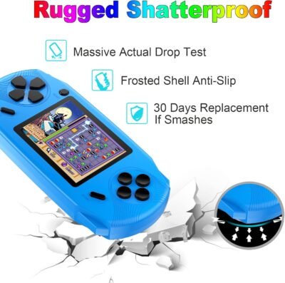16 Bit Handheld Games for Kids Adults 3.0'' Large Screen Preloaded 100 HD Classic Retro Video Games USB Rechargeable Seniors Electronic Game Player Birthday Xmas Present (Blue) - Image 6