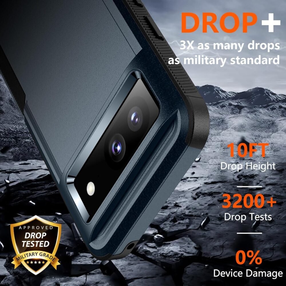 for Google Pixel 8 Case, with [2 Pcs Screen Protectors] [10FT Drop Protection] Dual Layer Full Body Heavy Duty Protective Case for Google Pixel 8 6.2 inch, Dark Blue - Image 4
