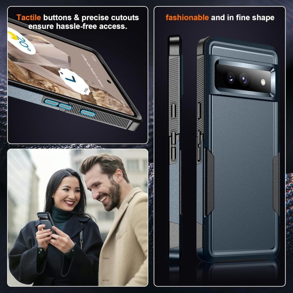 for Google Pixel 8 Case, with [2 Pcs Screen Protectors] [10FT Drop Protection] Dual Layer Full Body Heavy Duty Protective Case for Google Pixel 8 6.2 inch, Dark Blue - Image 6