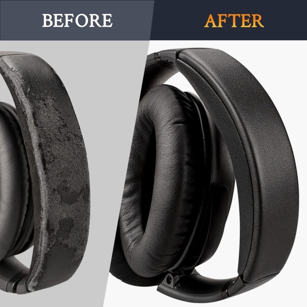 SOULWIT Ear Pads Cushions + Headband + Silicone Earpads Cover Protector, Replacement Kit for Bose QuietComfort 45 (QC45)/Quiet Comfort 35 (QC35, QC35II)/QC SE/New QC Wireless Headphones - Black - Image 4