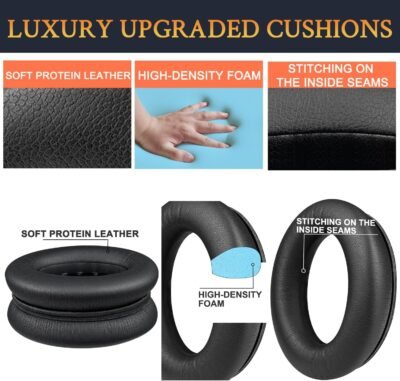 SOULWIT Ear Pads Cushions + Headband + Silicone Earpads Cover Protector, Replacement Kit for Bose QuietComfort 45 (QC45)/Quiet Comfort 35 (QC35, QC35II)/QC SE/New QC Wireless Headphones - Black - Image 5