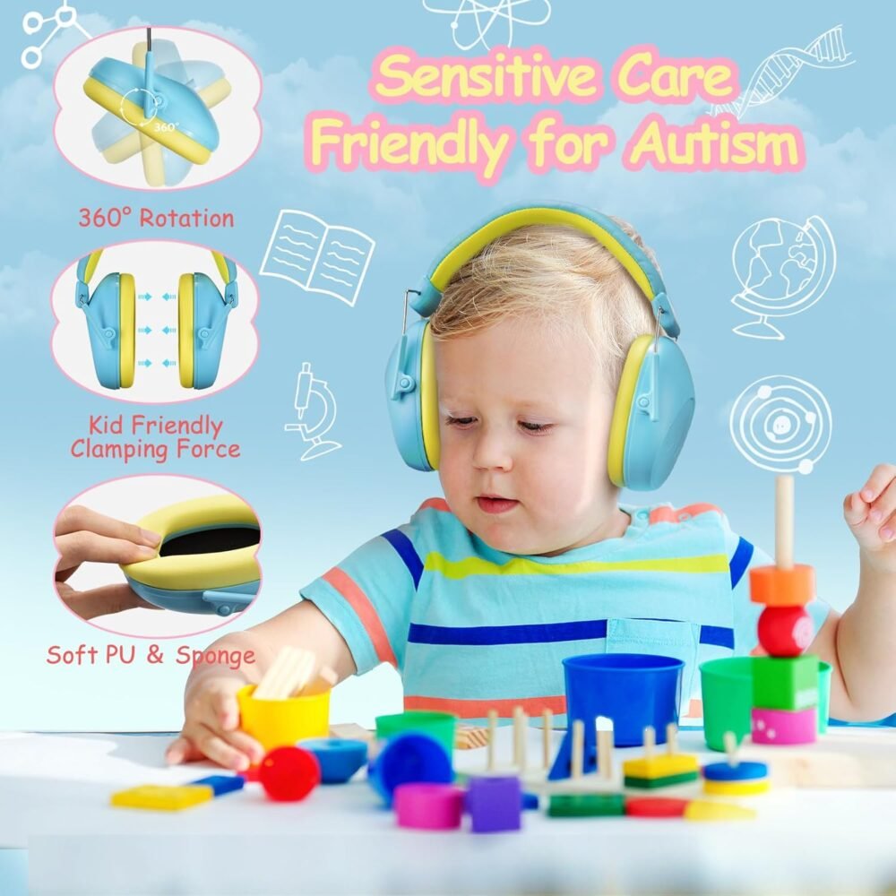 Noise Cancelling Headphones for Kids, SNR 28dB Kid Ear Protection EarMuffs, Kids Noise Cancelling Ear Protection Headphones for Autism, Baby Hearing Protection Earmuffs - Image 6