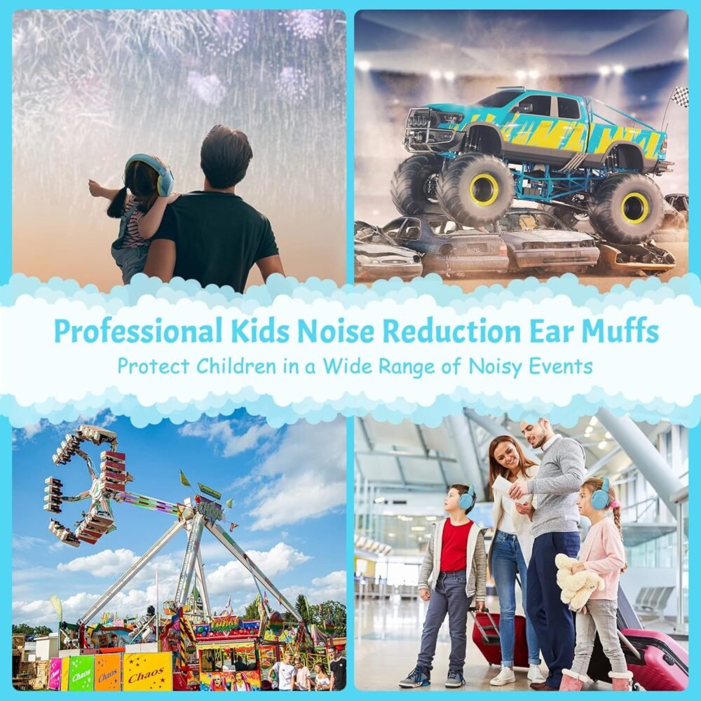 Noise Cancelling Headphones for Kids, SNR 28dB Kid Ear Protection EarMuffs, Kids Noise Cancelling Ear Protection Headphones for Autism, Baby Hearing Protection Earmuffs - Image 7