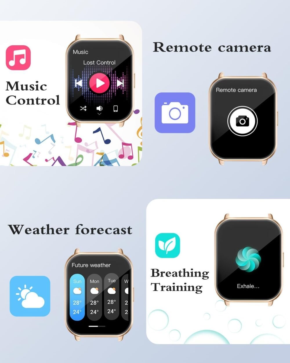 RUIMEN Smart Watches for Men Women (Answer/Make Calls), 1.8" Smartwatch for iOS/Android Phones, Fitness Tracker Watch with Heart Rate/Sleep Monitor Pedometer Waterproof (2 Bands Included), Pink - Image 8