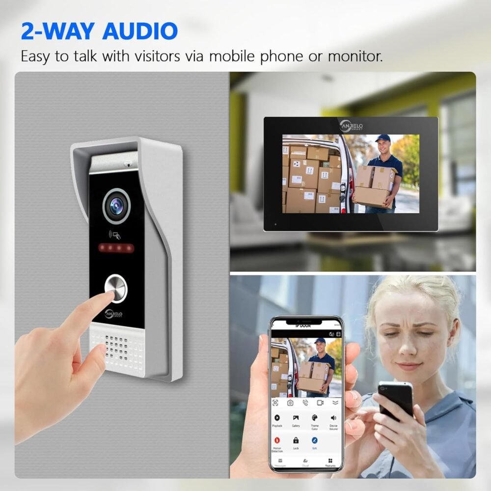 Wired Video Doorbell Apartment Intercom System with 1080P HD Camera,2PC 10 Inch Touch Screen Monitor,3 in 1 Unlock,Motion Detect,TUYA WiFi Smart Home Video Intercom Door Phone Kits for Villa Home - Image 5