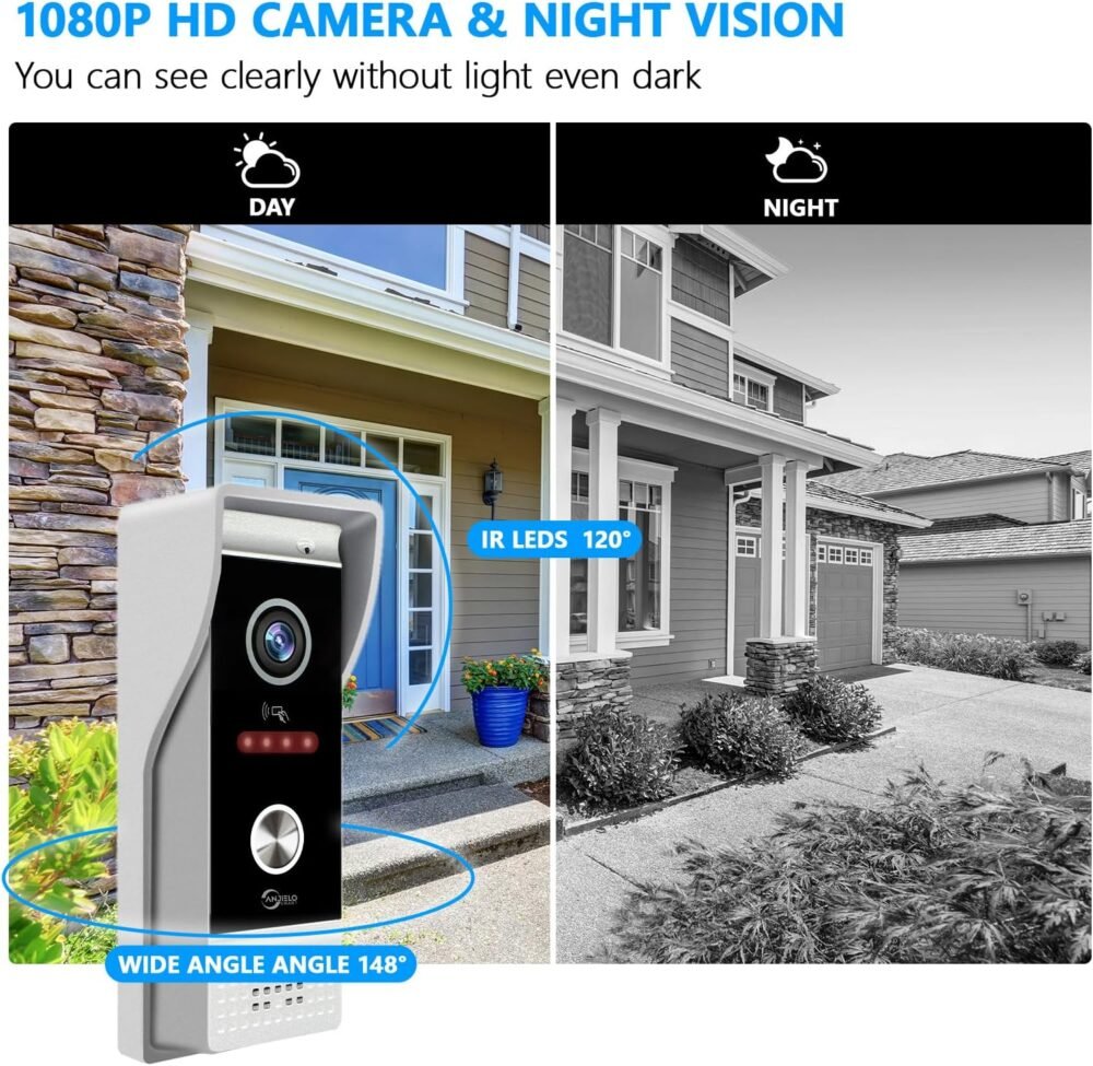 Wired Video Doorbell Apartment Intercom System with 1080P HD Camera,2PC 10 Inch Touch Screen Monitor,3 in 1 Unlock,Motion Detect,TUYA WiFi Smart Home Video Intercom Door Phone Kits for Villa Home - Image 6