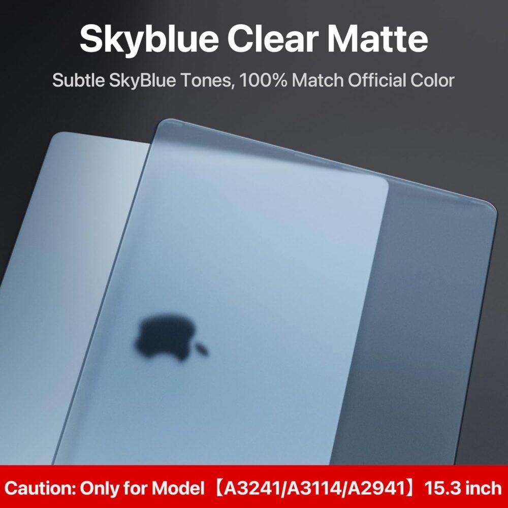 for MacBook Air 15 inch Case M4 M3 M2 2025 2024 2023 [Official SkyBlue] [100% Match Official Color] Protective Hard Shell Matte Cover for Laptop A3241 A3114 A2941 - Sky Blue Clear - Image 4
