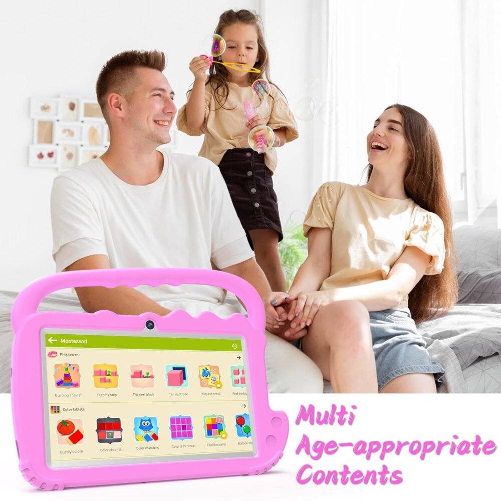 YQSAVIOR Kids Tablet, 7inch 4 GB RAM | Android 12 | 32GB ROM | Bluetooth, IPS Screen, Parental Control, Dual Camera, Shockproof Case | Educational, Games, Pink Case - Image 6
