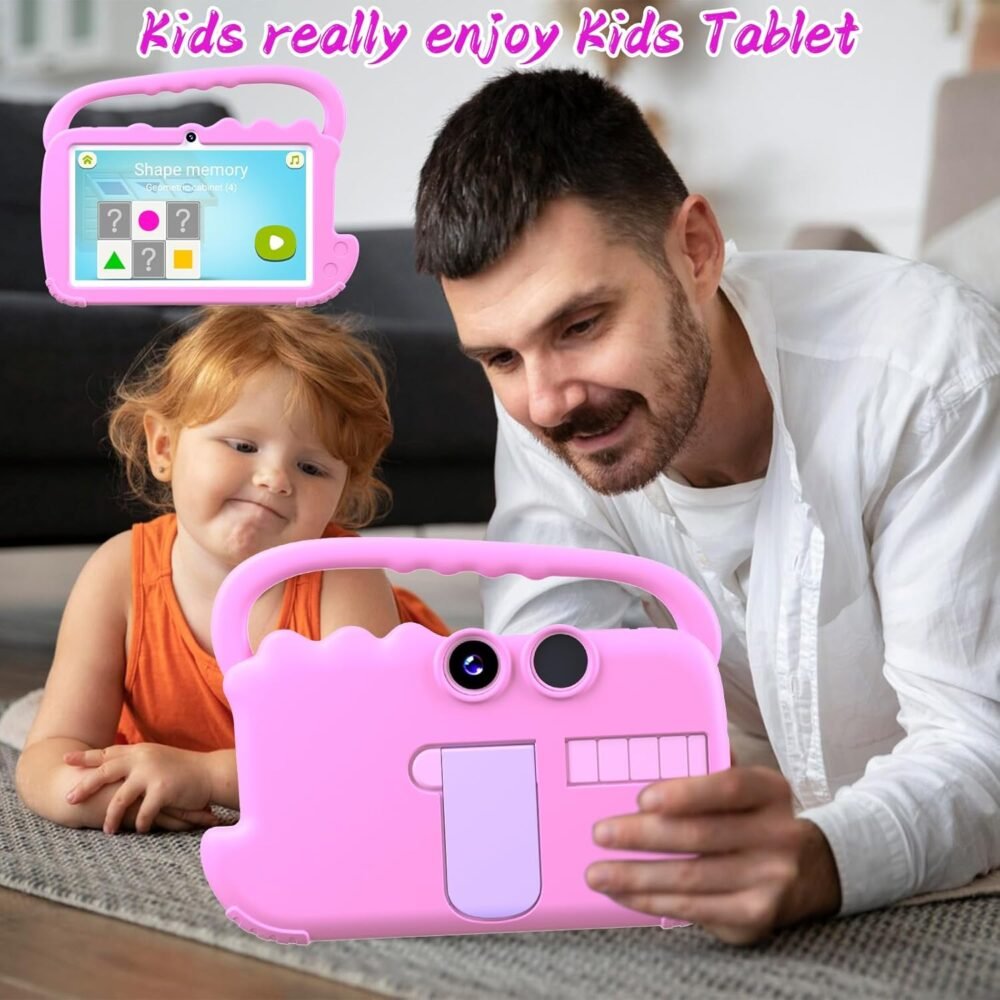 YQSAVIOR Kids Tablet, 7inch 4 GB RAM | Android 12 | 32GB ROM | Bluetooth, IPS Screen, Parental Control, Dual Camera, Shockproof Case | Educational, Games, Pink Case - Image 8