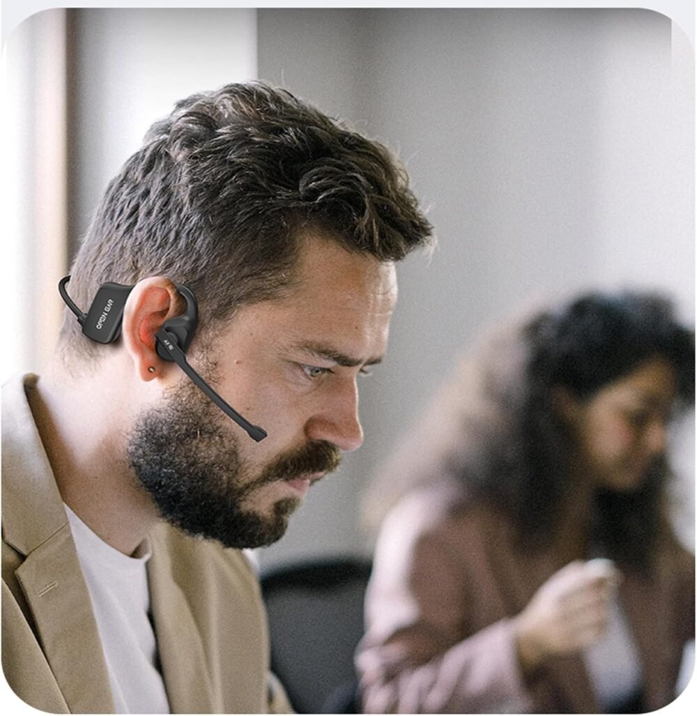 Open Ear Headphones with Microphone, Bluetooth 5.2 Waterproof Sweatproof Wireless Headset with Noise Cancelling Mic, Open Ear Duet for Meeting Sport Jogging Running Driving Cycling Hiking - Image 3