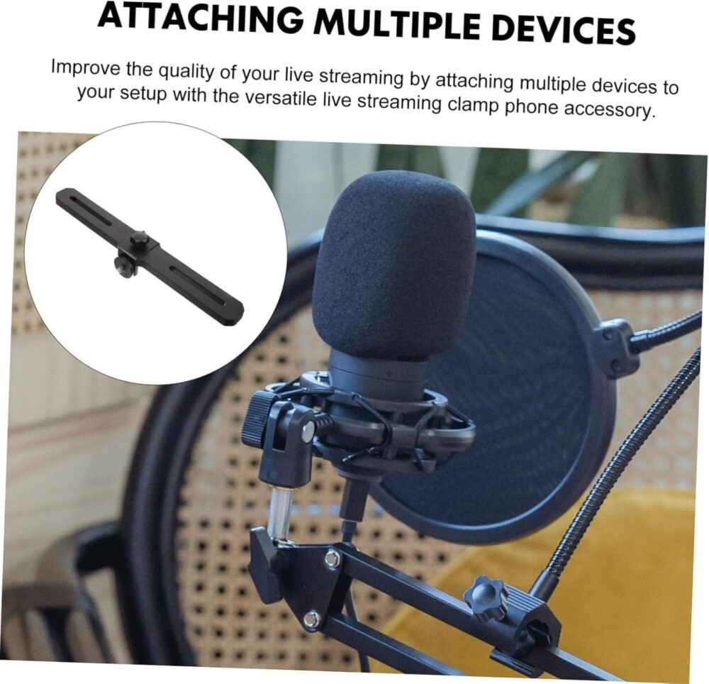 BESTonZON Live Bracket Tripod Recording Filming Video Microphone Camera Cell Phone Stand Cellphone Stand Light Bar Mounting Brackets Strip Light Mounting Brackets Flash Bracket Black Metal - Image 3