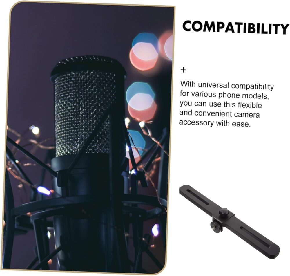 BESTonZON Live Bracket Tripod Recording Filming Video Microphone Camera Cell Phone Stand Cellphone Stand Light Bar Mounting Brackets Strip Light Mounting Brackets Flash Bracket Black Metal - Image 4