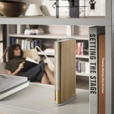 Bang & Olufsen Beosound Emerge Bookshelf Wi-Fi Speaker, Gold Tone/Light Oak - Image 9