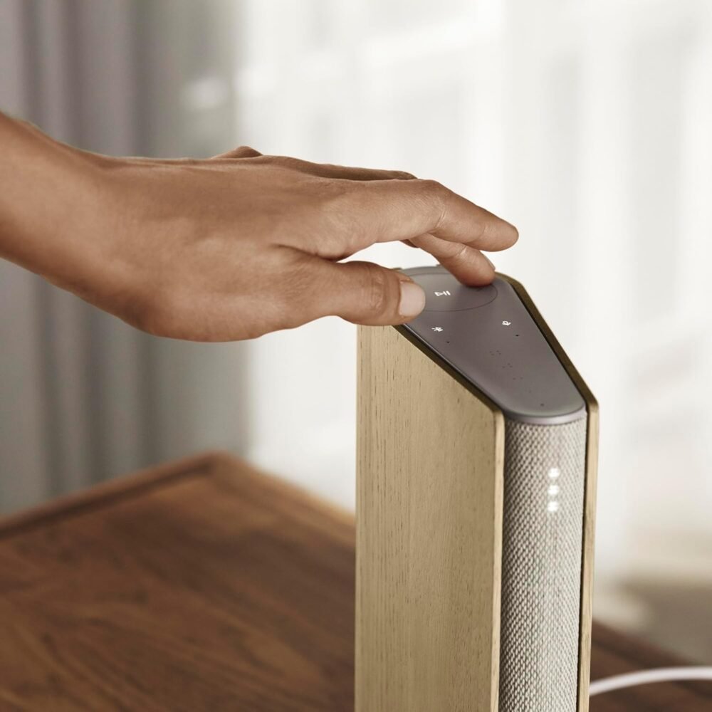 Bang & Olufsen Beosound Emerge Bookshelf Wi-Fi Speaker, Gold Tone/Light Oak - Image 13