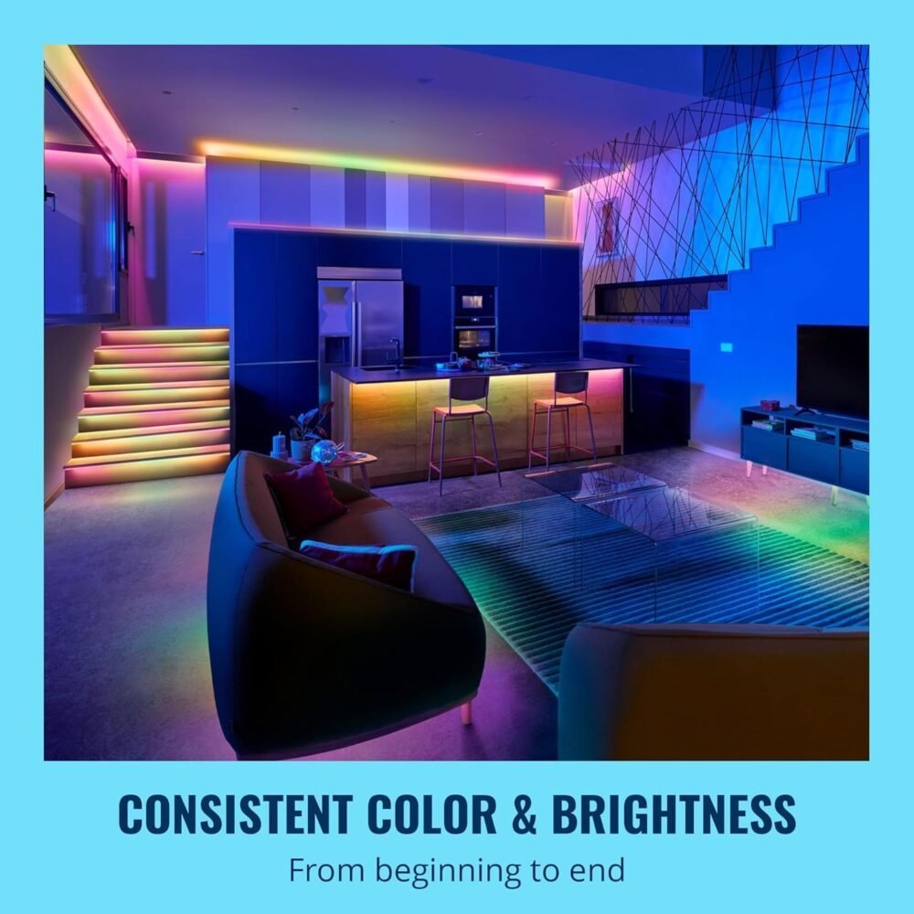 WiZ Connected 16.4 ft LED Light Strip - Flowing Multicolor LED Color-Changing Light Strip For Your Smart Home -Voice/App Control - Works with Google Home, Alexa and HomeKit - Image 3