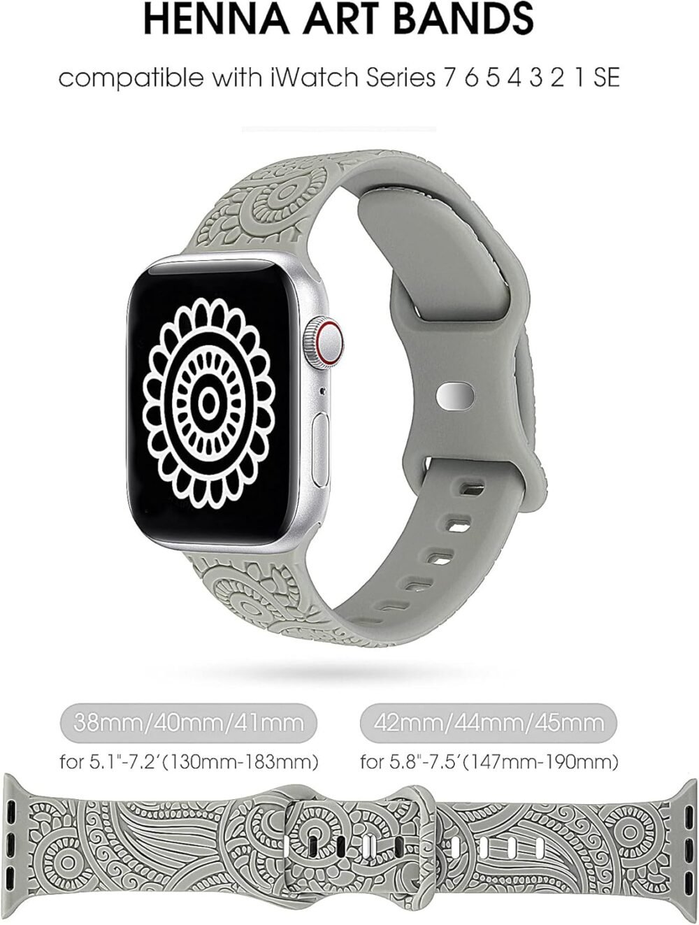 TOYOUTHS 3 Pack Boho Engraved Bands Compatible with Apple Watch Bands 42/41/40/38mm Women Men, Bohemian Pretty Sport Soft Silicone Fancy Dressy Straps for iWatch Series 10/9/SE/8/7/6/5/4/3/2/1 - Image 4