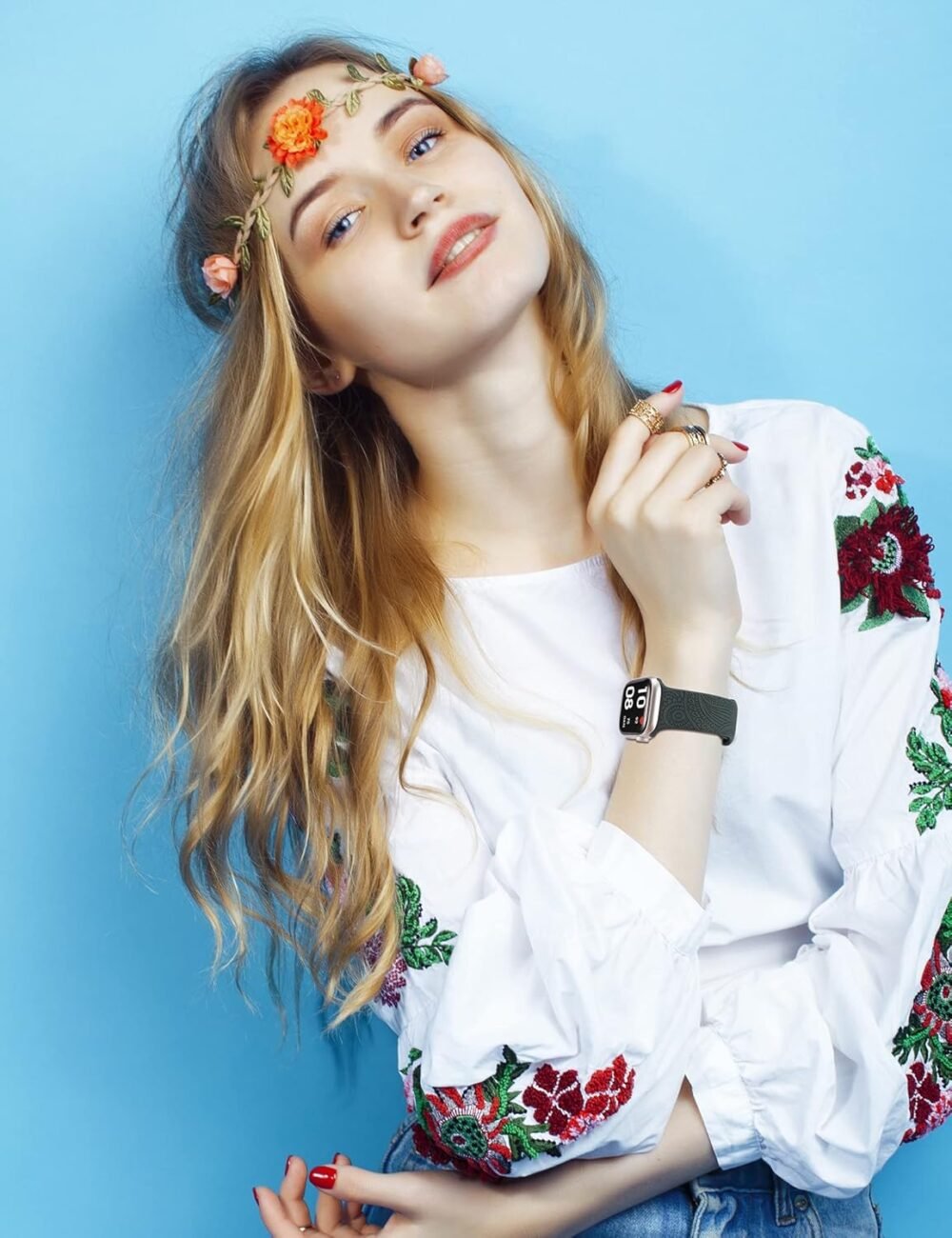 TOYOUTHS 3 Pack Boho Engraved Bands Compatible with Apple Watch Bands 42/41/40/38mm Women Men, Bohemian Pretty Sport Soft Silicone Fancy Dressy Straps for iWatch Series 10/9/SE/8/7/6/5/4/3/2/1 - Image 9