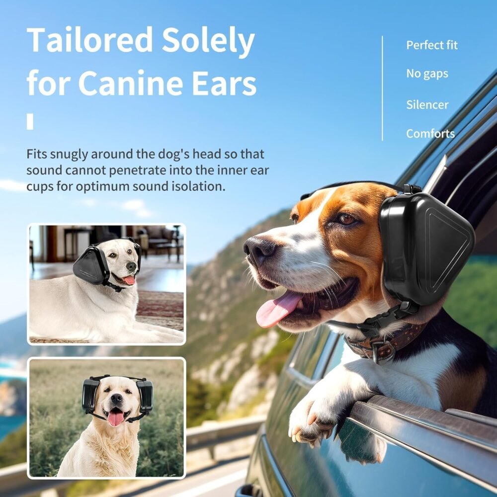 Dog Ear Muffs Noise Protection, Noise Cancelling Headphones for Dogs, Ear Covers for Hearing Protection and Anxiety - Black - Image 3