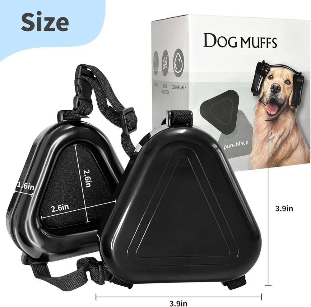 Dog Ear Muffs Noise Protection, Noise Cancelling Headphones for Dogs, Ear Covers for Hearing Protection and Anxiety - Black - Image 5