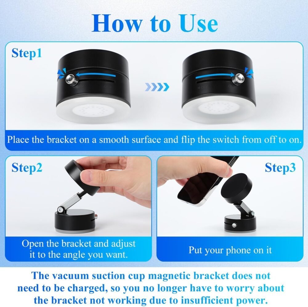 2025 New Vacuum Magnetic Suction Phone Holder, Foldable & Retractable Double-Sided Magnetic Car Mount for Smartphones - Image 3