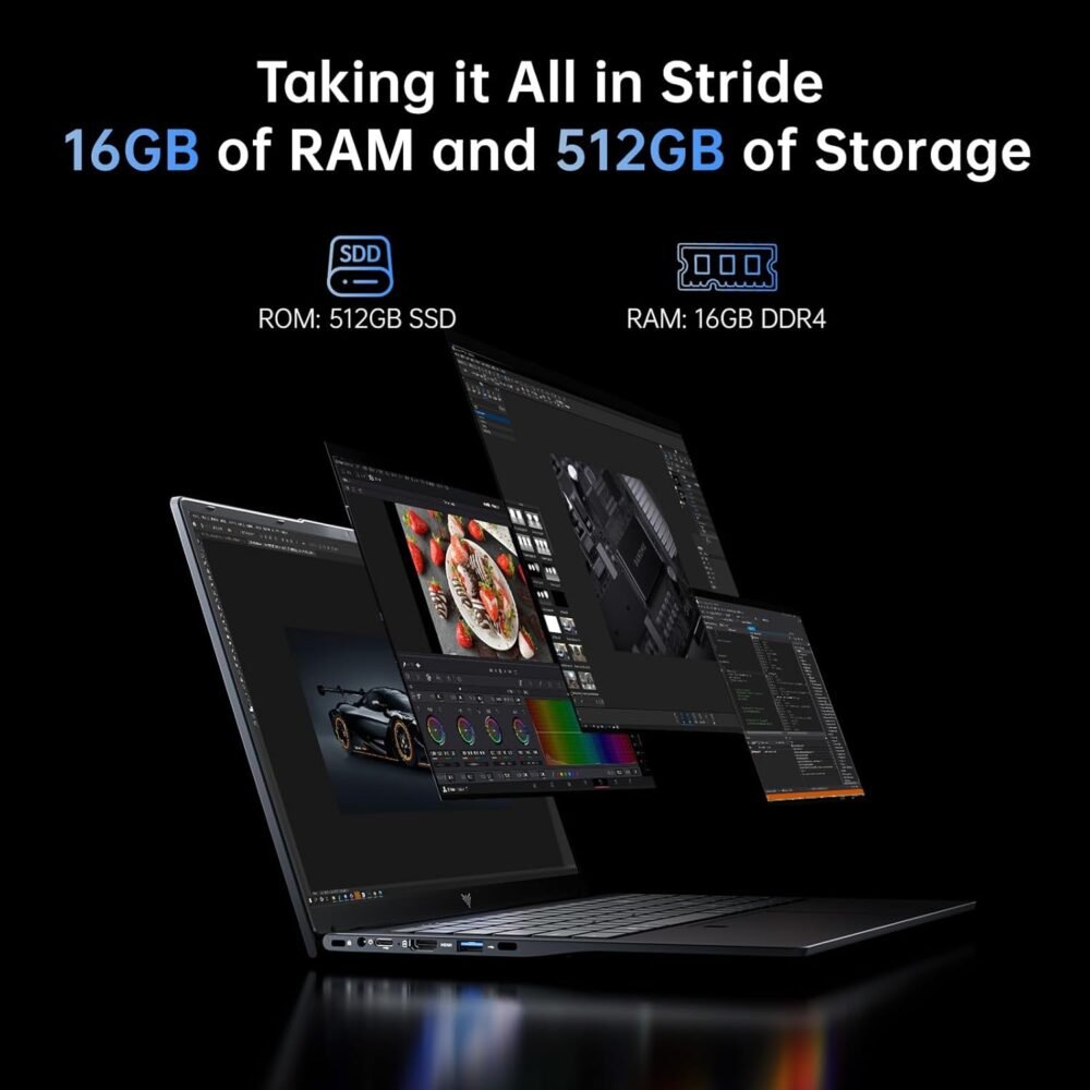 2025 Laptop,15.6In Windows 11 Laptop Computer with Quad Core-12th Alder Lake N97(Up to 3.6GHz), 16GB DDR4 512GB Hard Drive for Business, School, Offic - Image 4