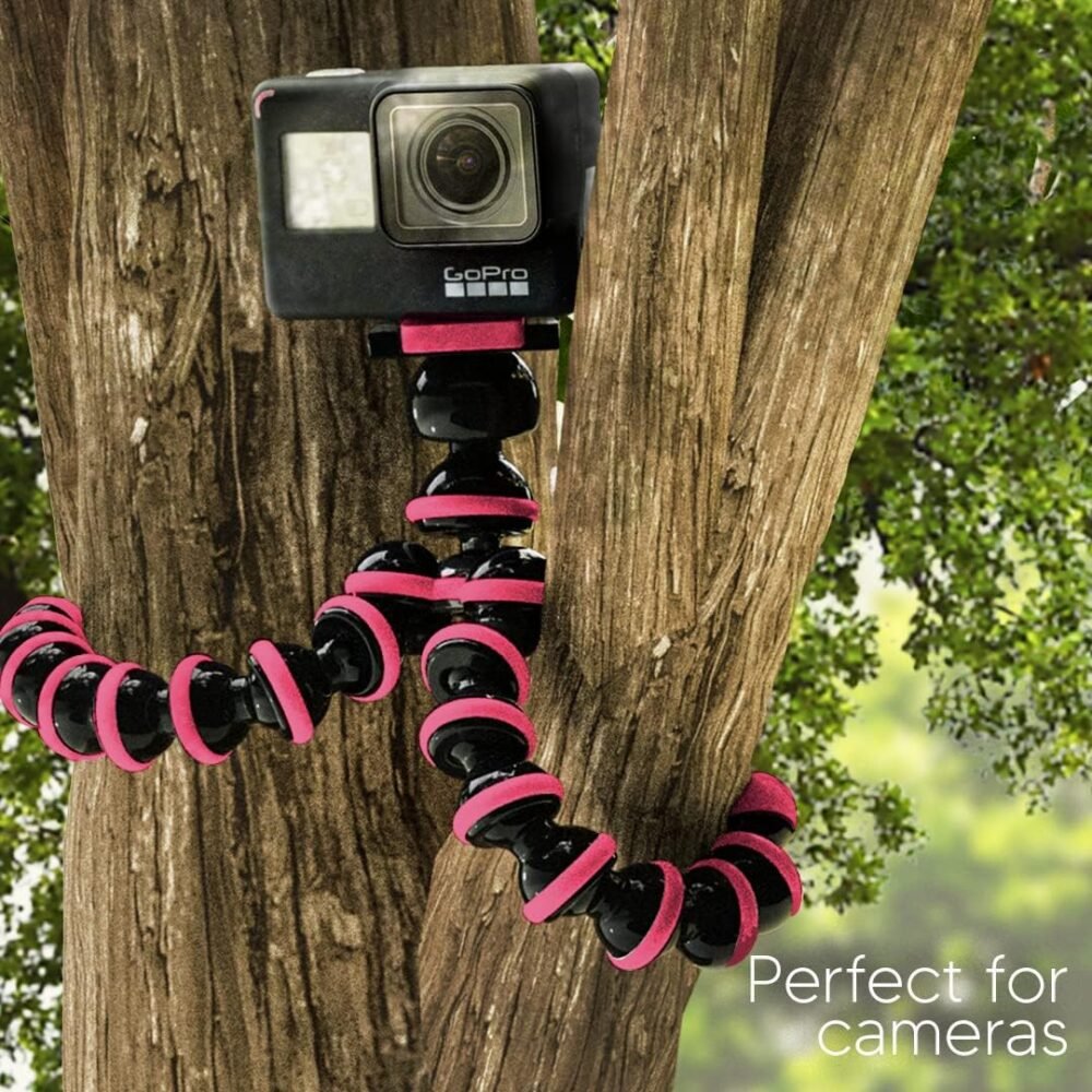 TalkWorks Flexible Tripod for iPhone, Android, Camera - Bendable Legs, Adjustable Stand Holder with Mini Wireless Remote for Selfies, Vlogging, Beauty/Makeup, Live Streaming/Recording - Pink - Image 8