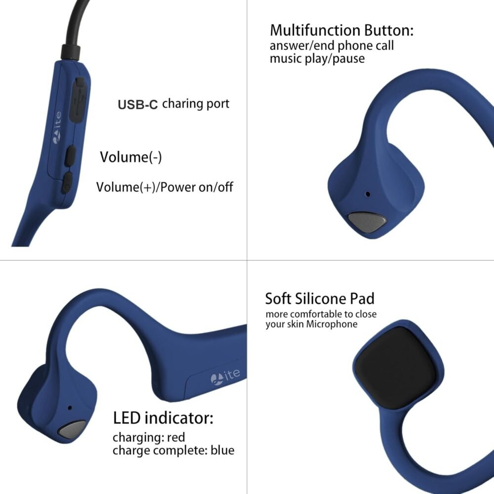Open Ear Bone Conduction Headphones - Bluetooth 5.0 Headset, IP65 Waterproof Earphones, Type-C Charging, Long Battery Life, 25g Lightweight - Image 8