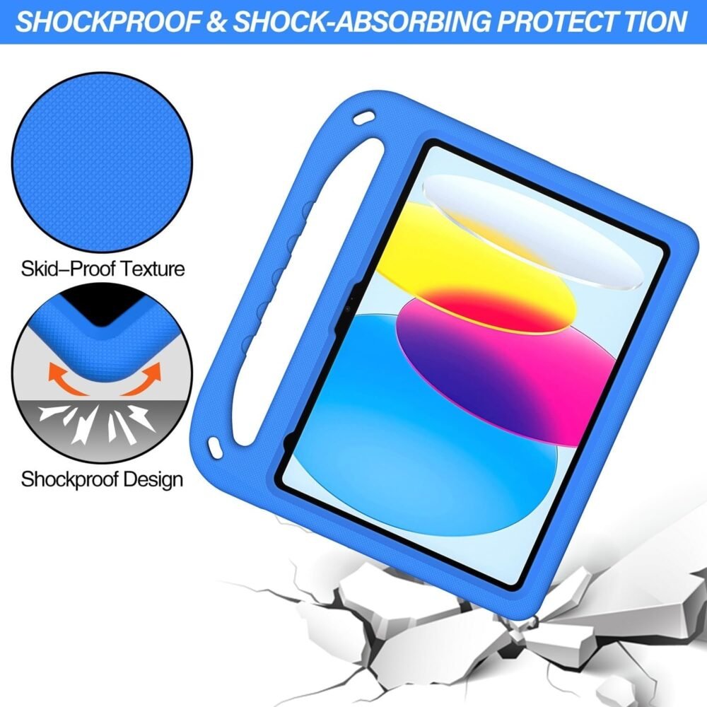 Compatible with iPad (A16) 11th Generation 11 Inch 2025 Kids Case,Lightweight EVA Kid Friendly Shockproof Protective Case,Handle Stand Heavy Duty Tablet Cover (Blue) - Image 6