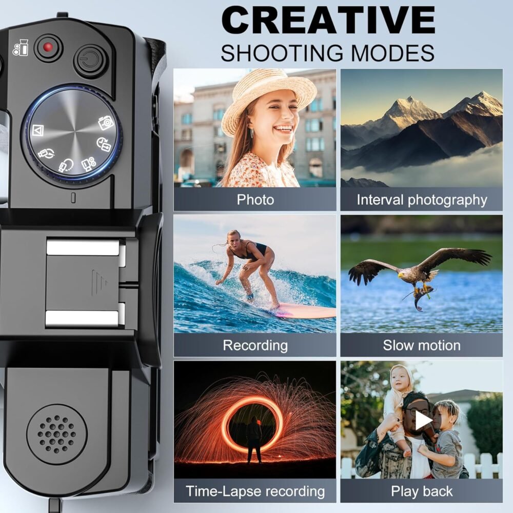 5K Digital Cameras for Photography，48MP/60FPS Video Camera for Vlogging, WiFi & App Control Vlogging for YouTube, Small Camera with 32GB TF Card.Wide-Angle & Macro Lens - Image 4