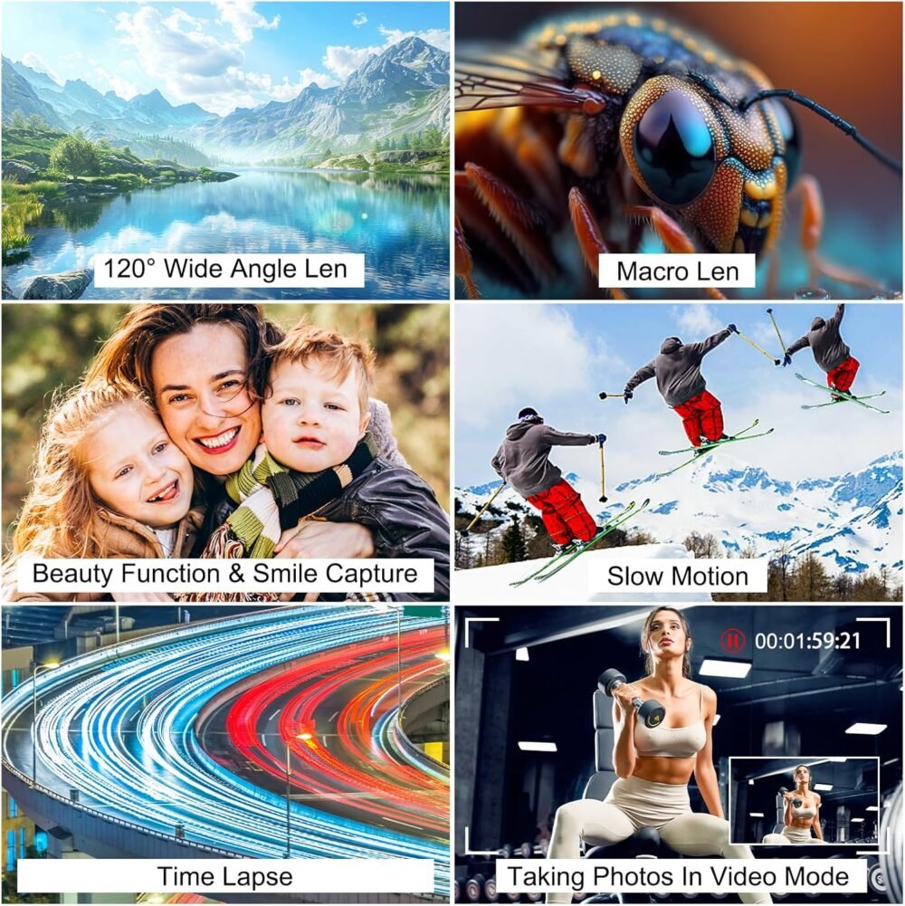 4K Digital Camera for Photography, 64MP WiFi Autofocus Vlogging for YouTube With Super Wide-Angle & Macro Lens, 3" 180 Flip Screen, Video Compact Travel for Beginner, Black - Image 7