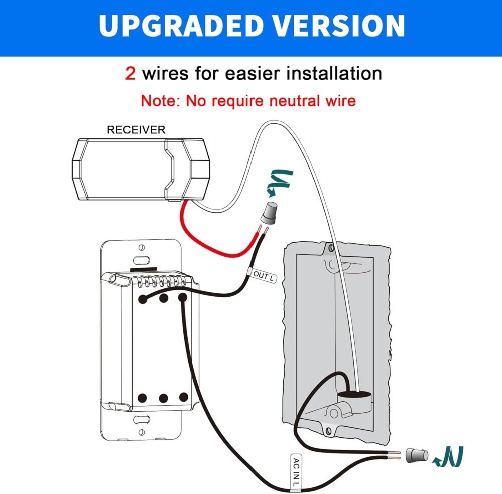 Ceiling Fan Remote Control Kit, Universal Ceiling Fan Remote Control Kit and Dimmer Light Switch Combo, Ceiling Fan Wall Switch UC9050T, Compatible with Hunter Hampton Bay - Image 4