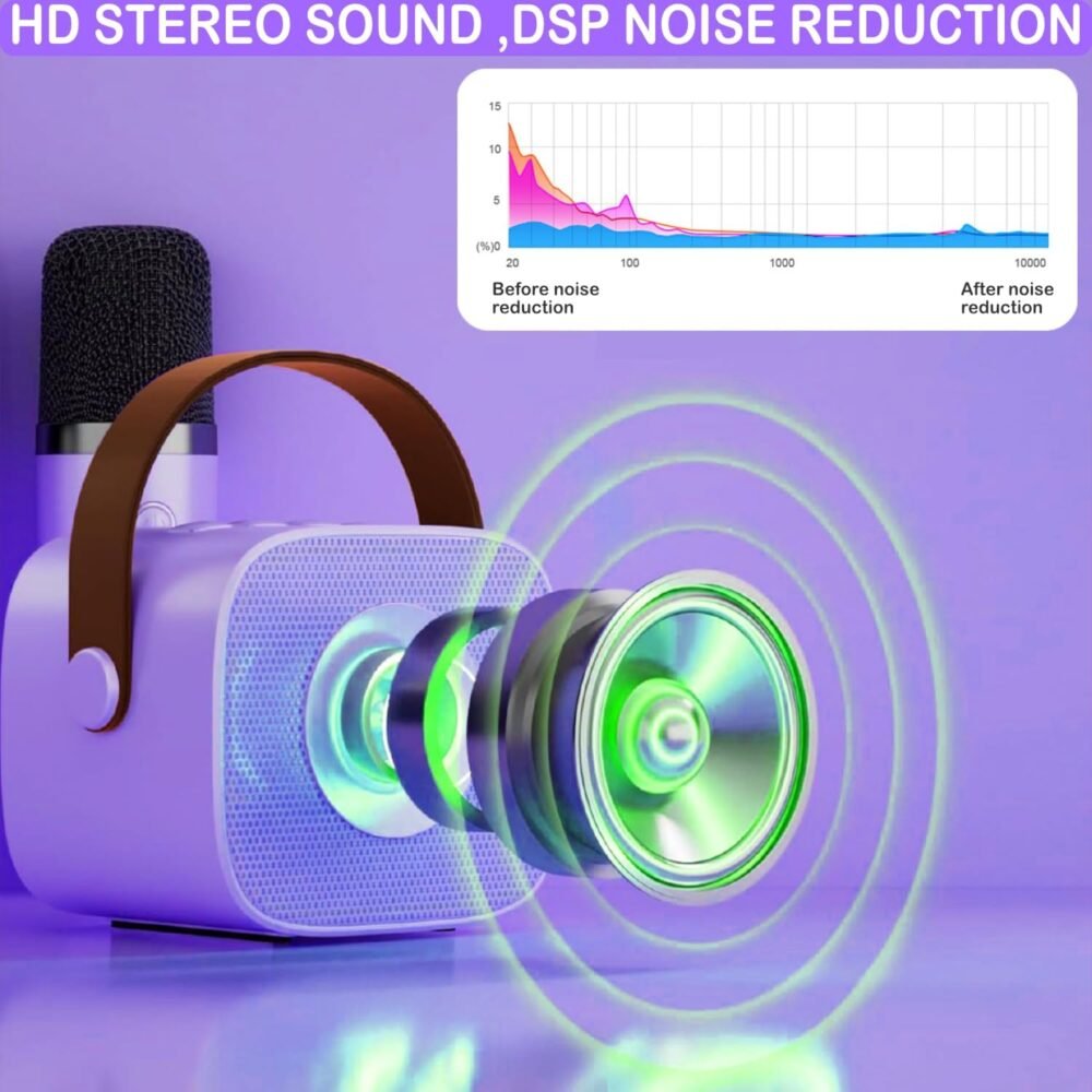 Mini Karaoke Machine for Kids & Adults, Kids Toys for Girls & Boys Gifts, Bluetooth Speaker with 1 Wireless Microphone for Kids Adults Toddler Girls Home Party Birthday Gifts Purple - Image 4