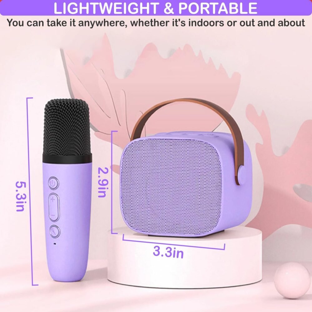 Mini Karaoke Machine for Kids & Adults, Kids Toys for Girls & Boys Gifts, Bluetooth Speaker with 1 Wireless Microphone for Kids Adults Toddler Girls Home Party Birthday Gifts Purple - Image 7