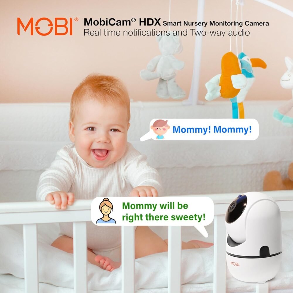 MobiCam HDX Wi-Fi Pan & Tilt Smart Nursery, Elderly & Home Monitoring Camera, 1080p HD Indoor Security Night Vision IP Camera, Motion Detection, Two-Way Audio, Cloud & SD Card Storage - (2-Pack) - Image 9