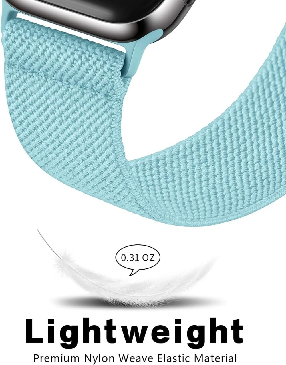AMANECER Stretchy Nylon Watch Bands Compatible with Apple Watch Series 9/8/7/6/5/4/3 SE 2/1, Adjustable Braided Elastic Sport Loop Rugged Straps for iWatch Women Men (Robin Sky Blue, 38/40/41MM) - Image 4