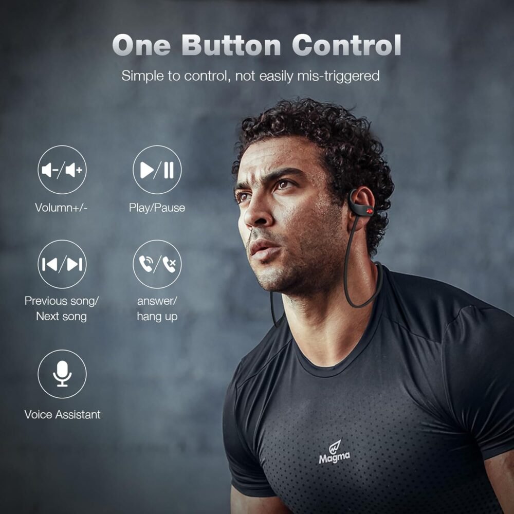 Boean Bluetooth Headphones, IPX7 Waterproof Wireless Headphones 16H Playtime Earphones Wireless Earbuds Stereo Sound Isolation Headsets for Sports, Gym, Workout - Image 5