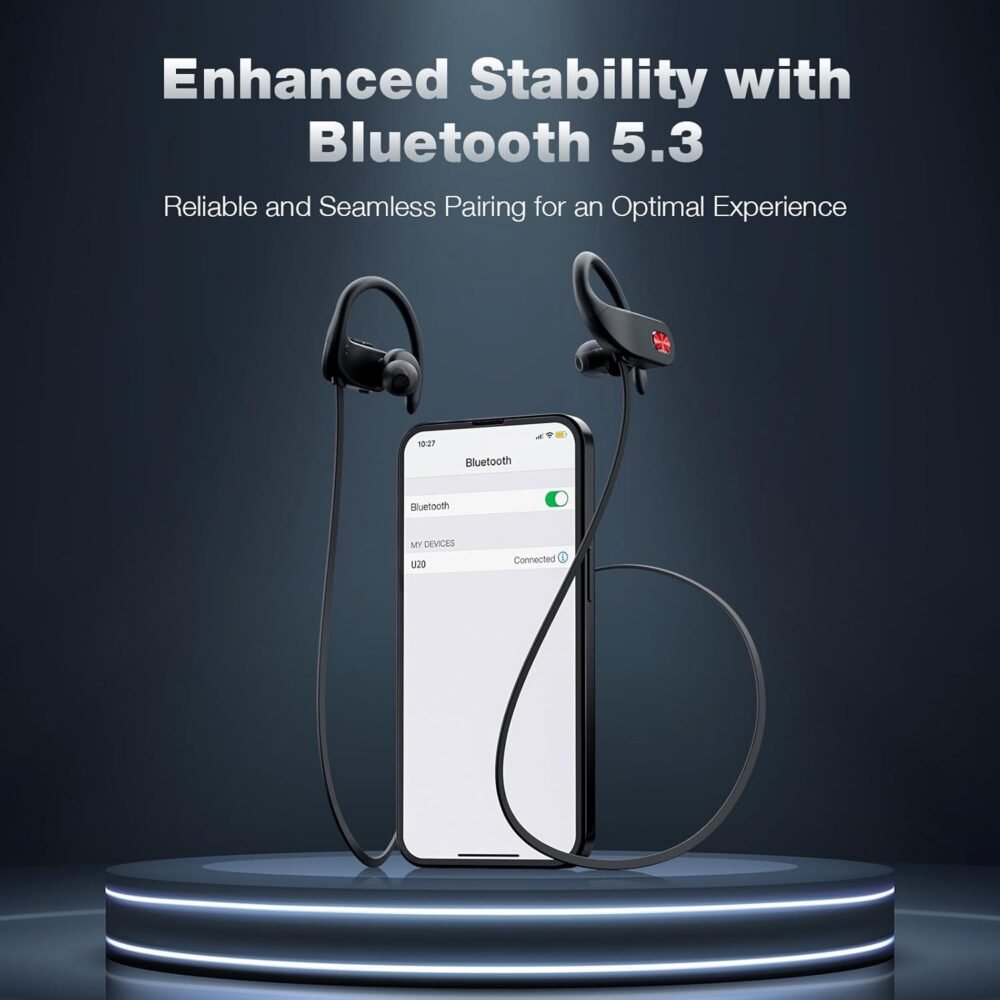 Boean Bluetooth Headphones, IPX7 Waterproof Wireless Headphones 16H Playtime Earphones Wireless Earbuds Stereo Sound Isolation Headsets for Sports, Gym, Workout - Image 6