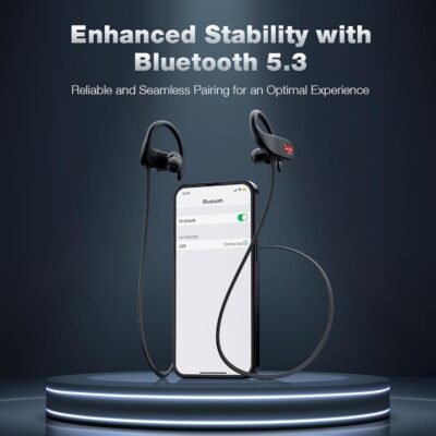 Boean Bluetooth Headphones, IPX7 Waterproof Wireless Headphones 16H Playtime Earphones Wireless Earbuds Stereo Sound Isolation Headsets for Sports, Gym, Workout - Image 6