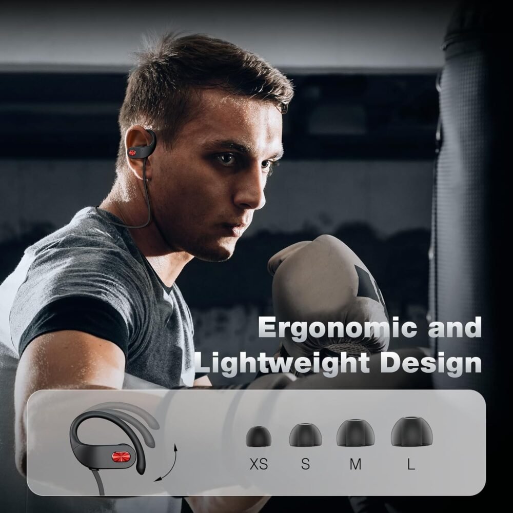 Boean Bluetooth Headphones, IPX7 Waterproof Wireless Headphones 16H Playtime Earphones Wireless Earbuds Stereo Sound Isolation Headsets for Sports, Gym, Workout - Image 7