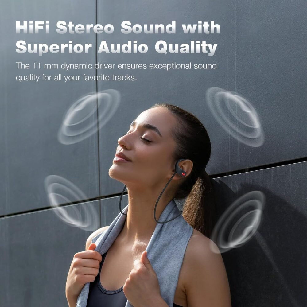 Boean Bluetooth Headphones, IPX7 Waterproof Wireless Headphones 16H Playtime Earphones Wireless Earbuds Stereo Sound Isolation Headsets for Sports, Gym, Workout - Image 8