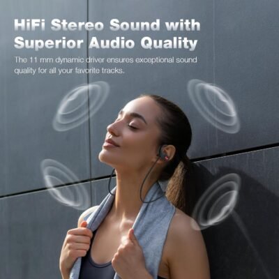 Boean Bluetooth Headphones, IPX7 Waterproof Wireless Headphones 16H Playtime Earphones Wireless Earbuds Stereo Sound Isolation Headsets for Sports, Gym, Workout - Image 8