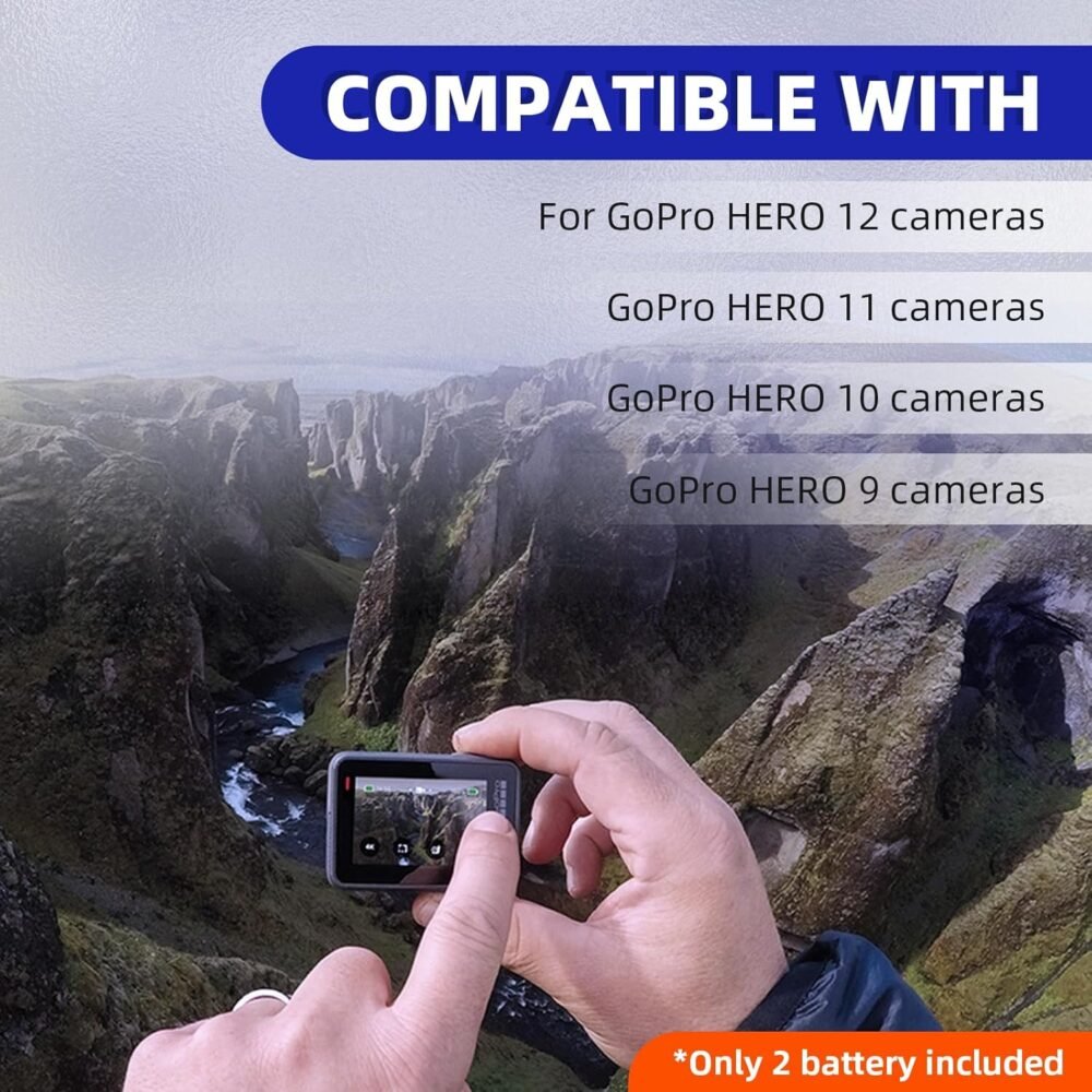 2 Packs 2280mAh Hero 12/11/10/9 High Capacity Battery Fully Compatible with GoPro Hero 12, Hero 11,Hero 10, Hero 9 Black AHDBT-901 - Image 5