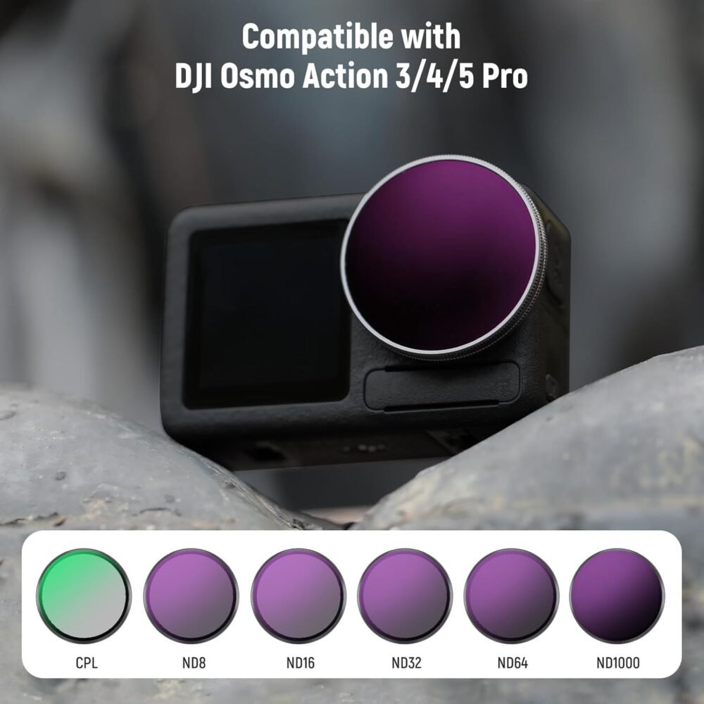 NEEWER ND Filter Set Compatible with DJI Osmo Action 3/4/5 Pro, 6 Pack ND8+ND16+ND32+ND64+ND1000+CPL Neutral Density Polarizing Action Camera Accessories, Multicoated HD Optical Glass, FL-A78 - Image 3